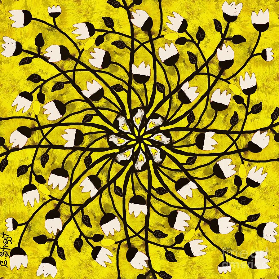 Mandala Bell Flower Yellow Digital Art