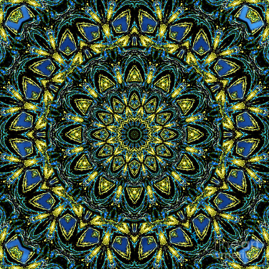 Mandala Blue And Gold Digital Art