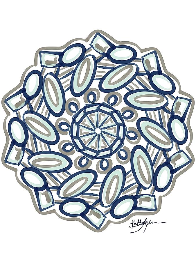 Mandala blue hue Digital Art by Kathy Sheeran