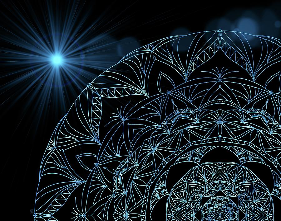 Mandala Blue into the Universe Digital Art by Angie Tirado