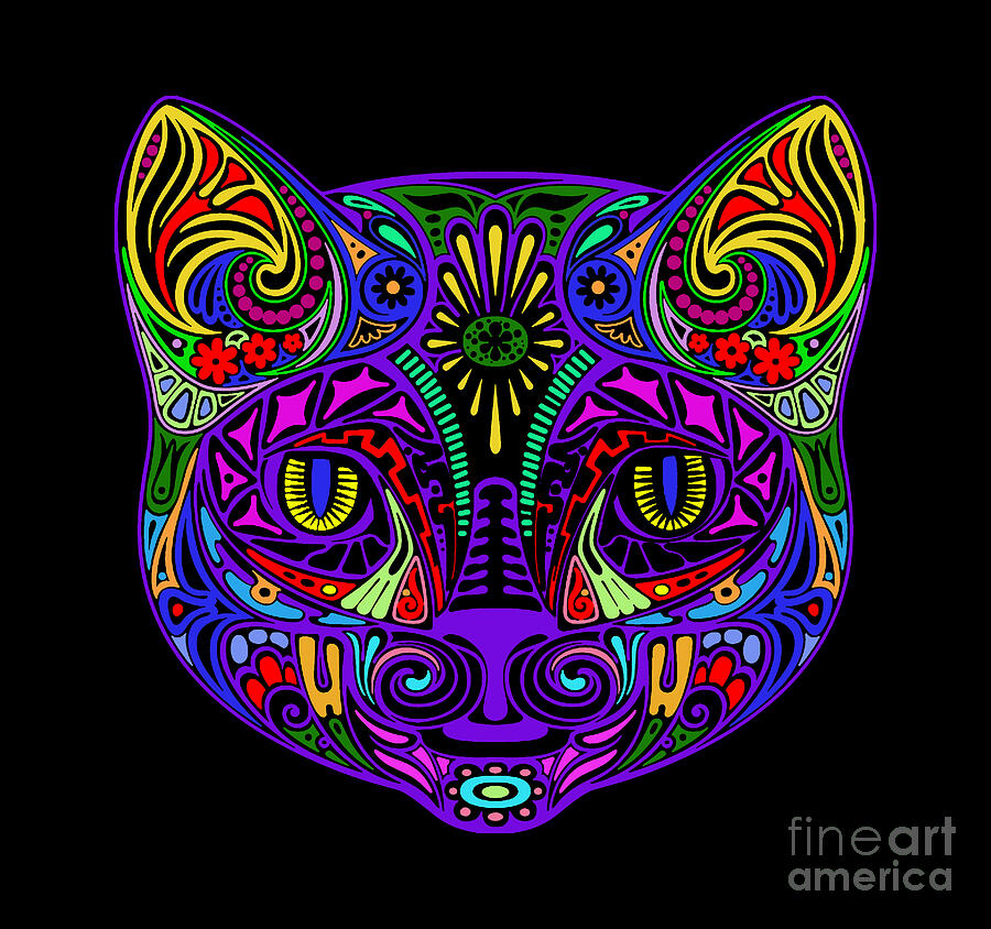 Mandala Cat Face Digital Art by Arkitekta Art