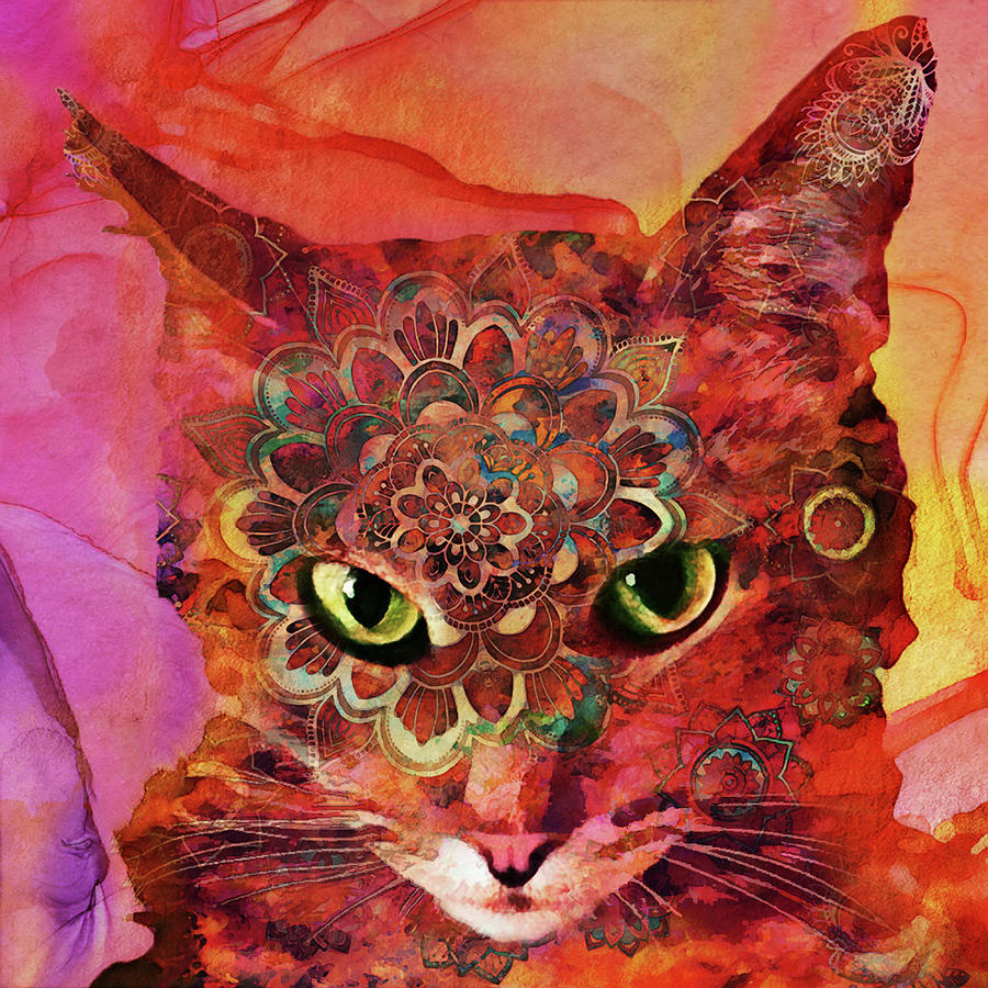 Mandala Cat Digital Art by Peggy Collins