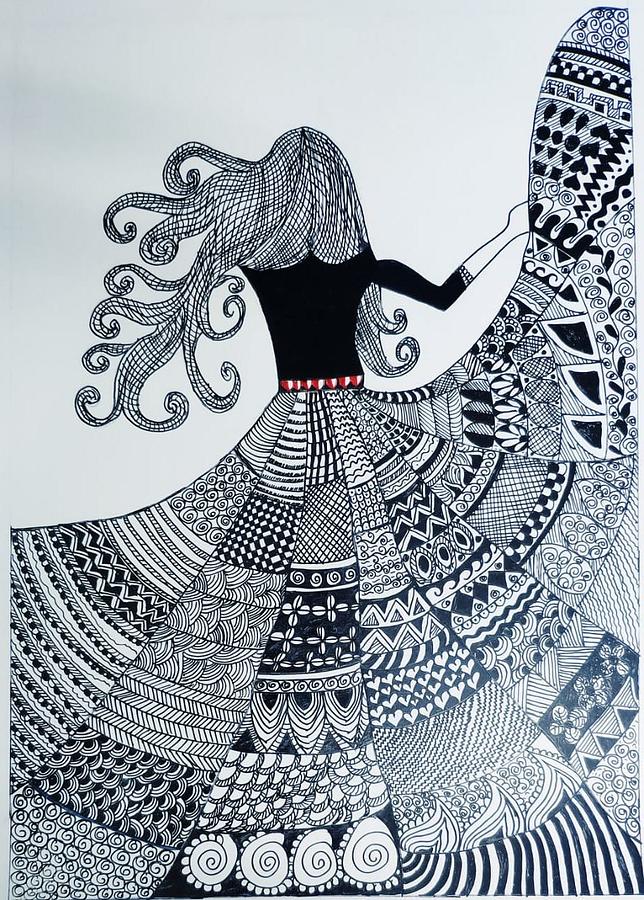 Mandala dress girl Drawing by Pooja Dembani | Fine Art America