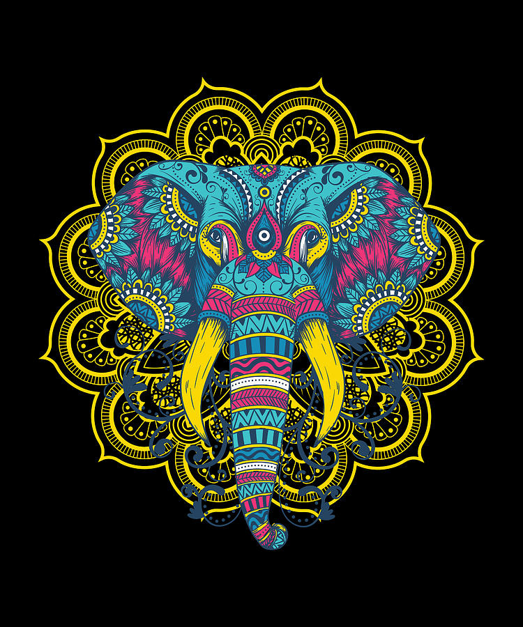 Mandala Elephant head colorful Digital Art by Norman W | Fine Art America