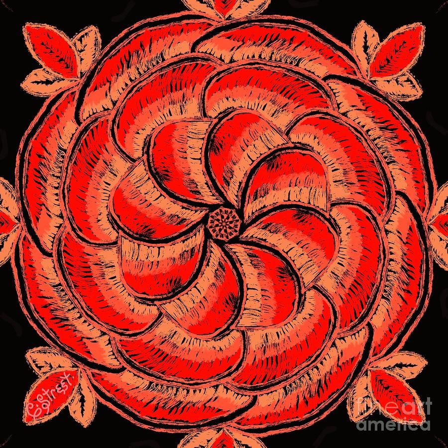 Mandala Embroidered Flower Digital Art