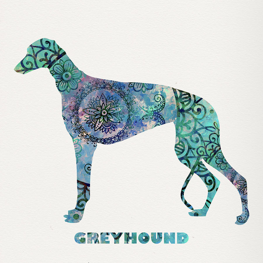 Mandala Greyhound Dog with Breed Name Digital Art by Peggy Collins