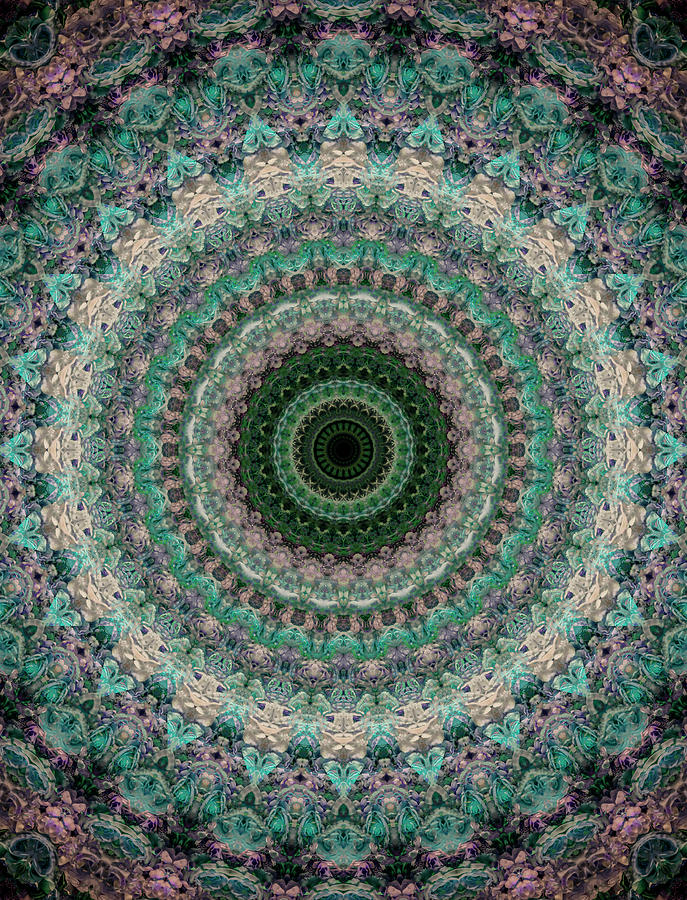 Mandala in creamy and green tones Photograph by Jaroslaw Blaminsky