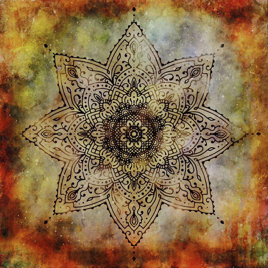 Mandala in Warm Tones Digital Art by Peggy Collins
