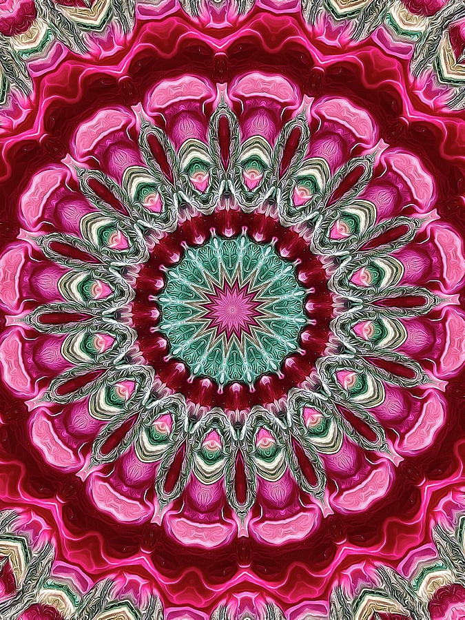 Mandala Kaleidoscope Art magenta cyan Digital Art by Matthias Hauser