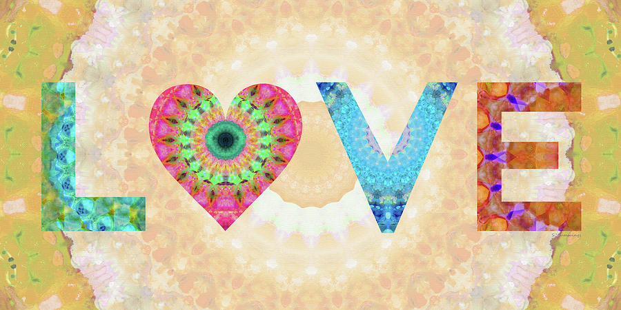 Mandala Love - Colorful Loving Art - Sharon Cummings Painting by Sharon Cummings