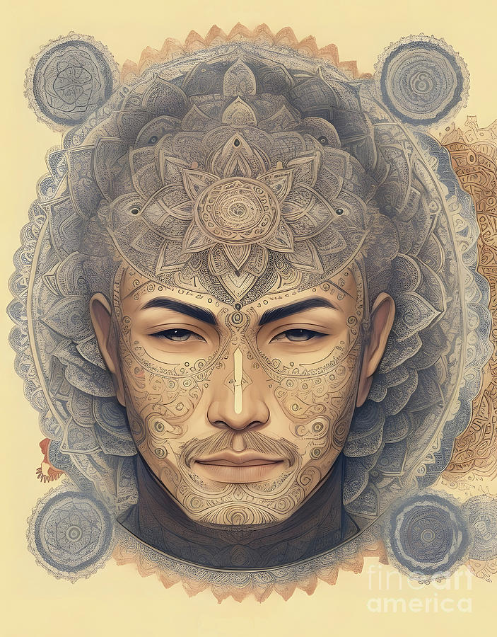 Mandala Man Portrait 1 Digital Art by Peter Awax - Fine Art America