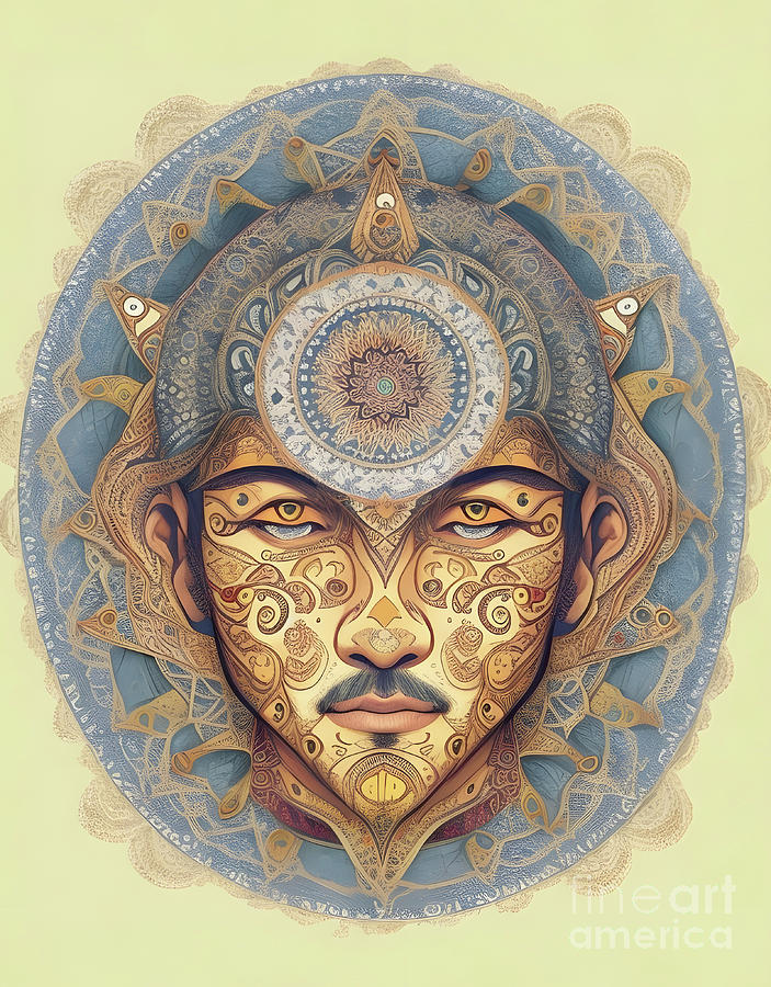 Mandala Man Portrait 2 Digital Art by Peter Awax - Fine Art America