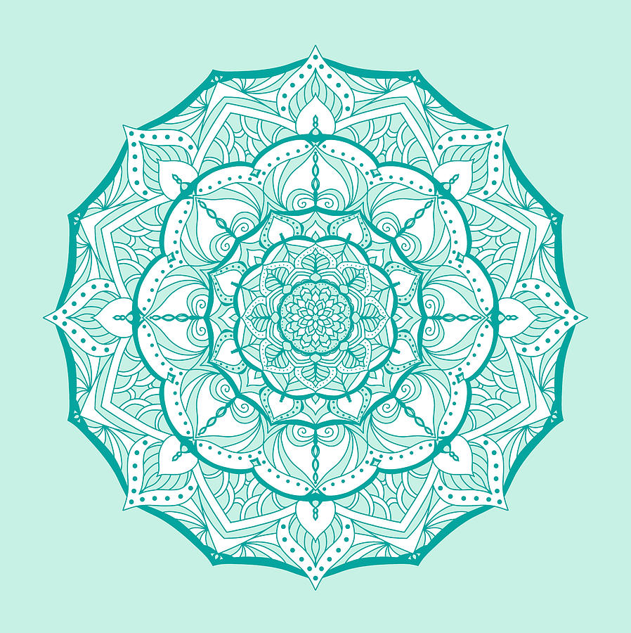 Mandala Minty Bloom Digital Art by Angie Tirado