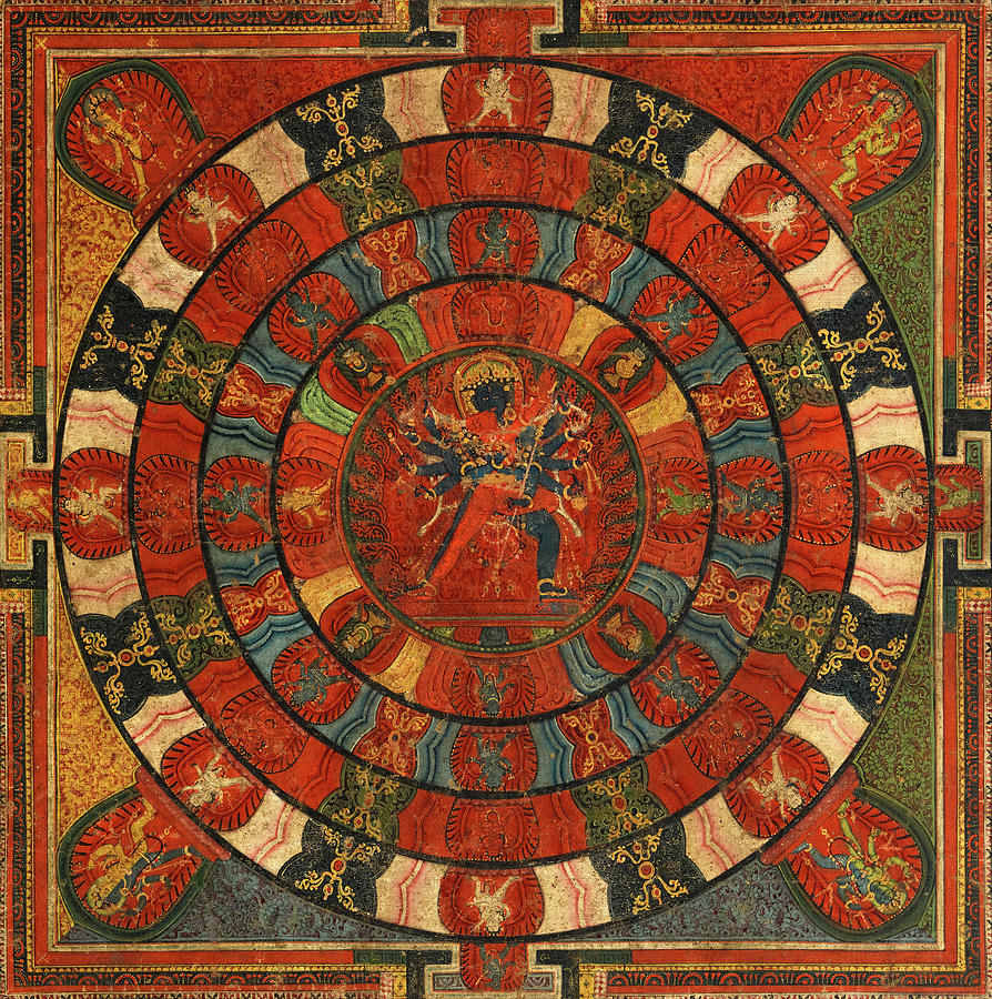 Mandala of the Buddhist Deity Chakrasamvara, Dated 1490 Painting by ...