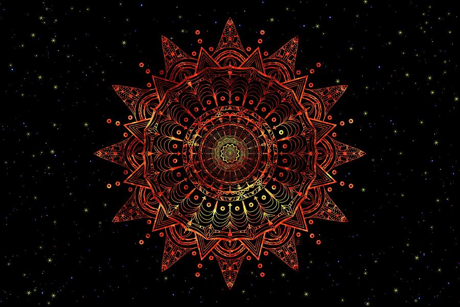 Mandala of the Earths Sun Digital Art by Angie Tirado