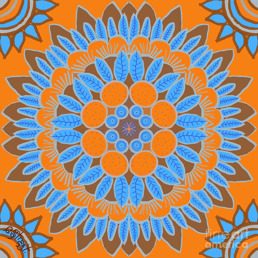 Mandala Orange Tree Digital Art