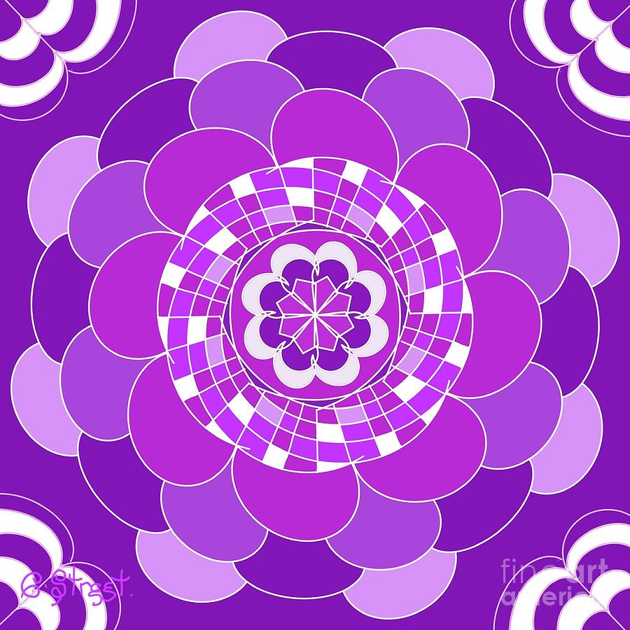 Mandala. Pink and Purple Flower Digital Art by Caroline Street