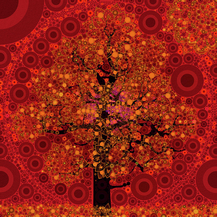 Mandala Tree of Life - Autumn Colors Digital Art by Peggy Collins
