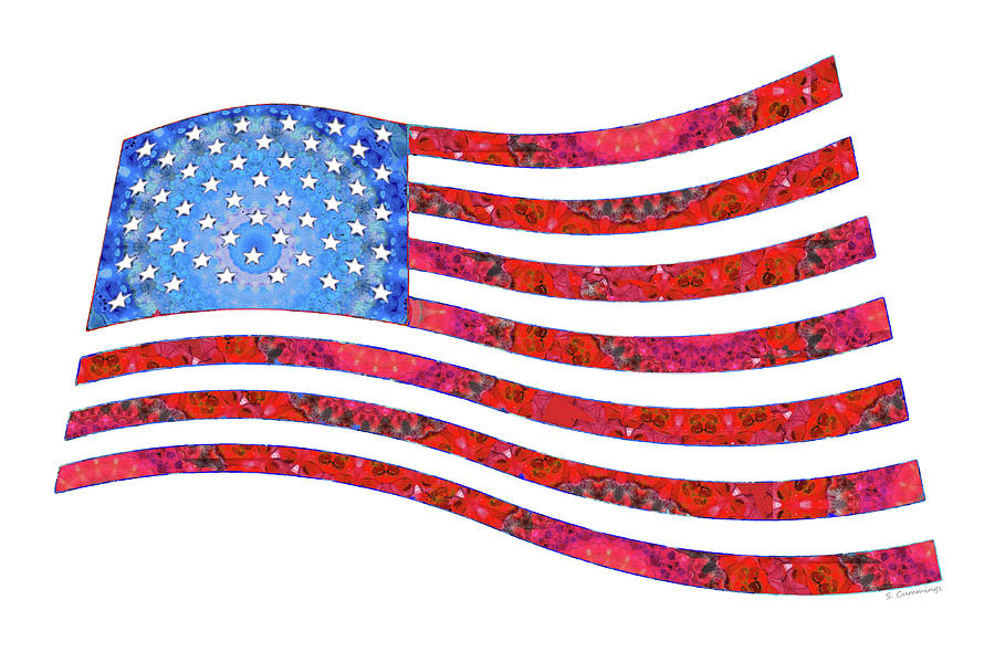 Mandala US Flag - United States of America Art - Sharon Cummings Painting by Sharon Cummings