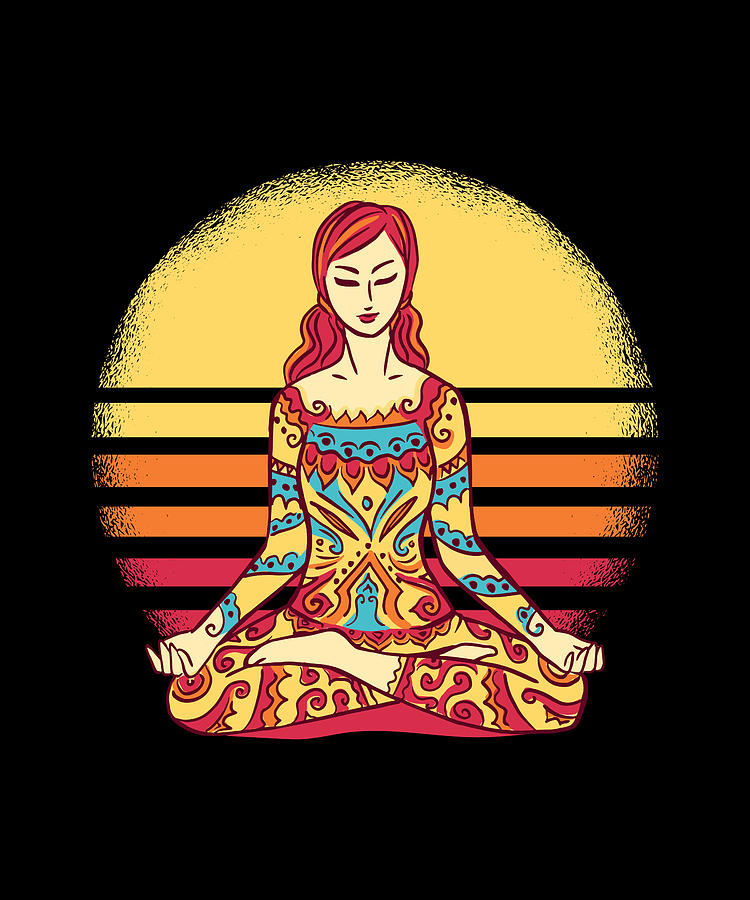 Mandala Yoga Woman colorful crossed leg pose Digital Art by Norman W ...