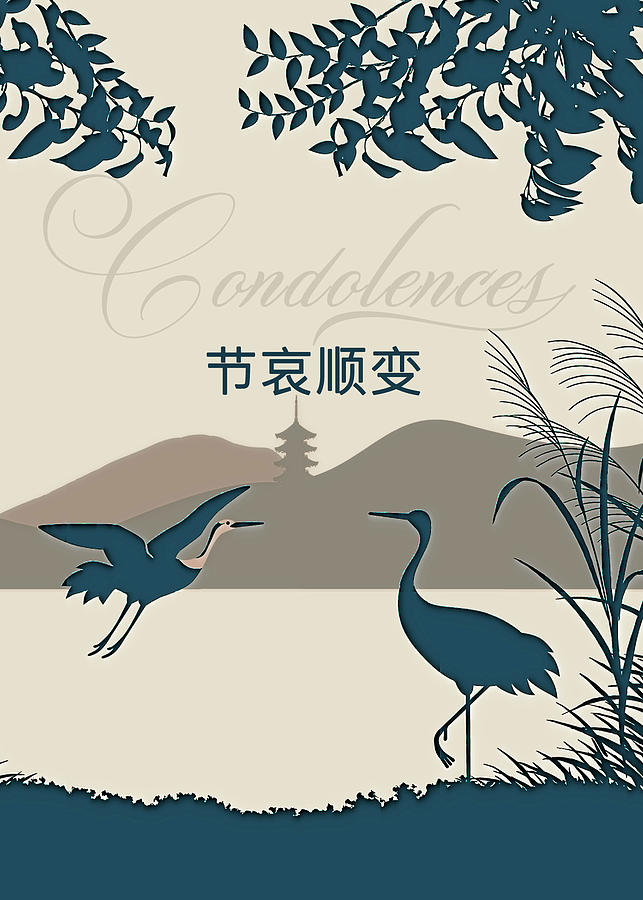 Mandarin Chinese Condolences with Cranes Digital Art by Doreen Erhardt