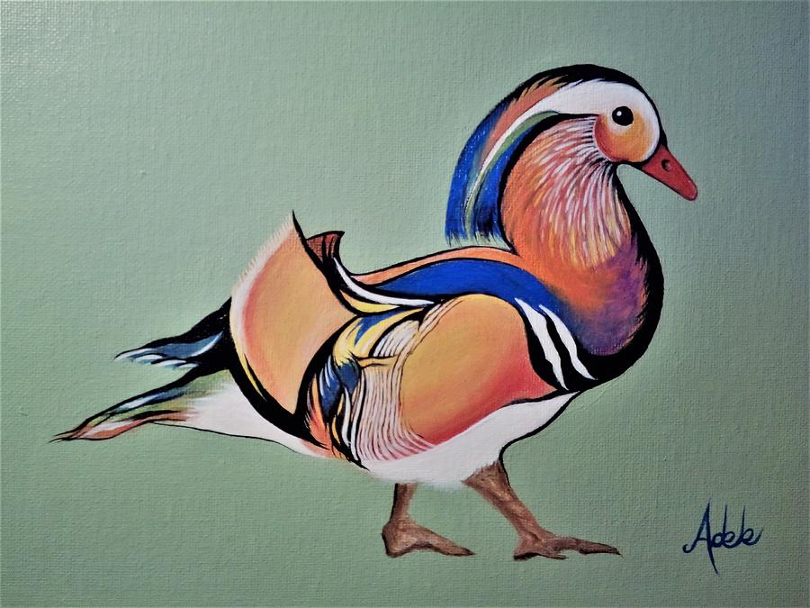 Mandarin Duck Painting by Adele Moscaritolo