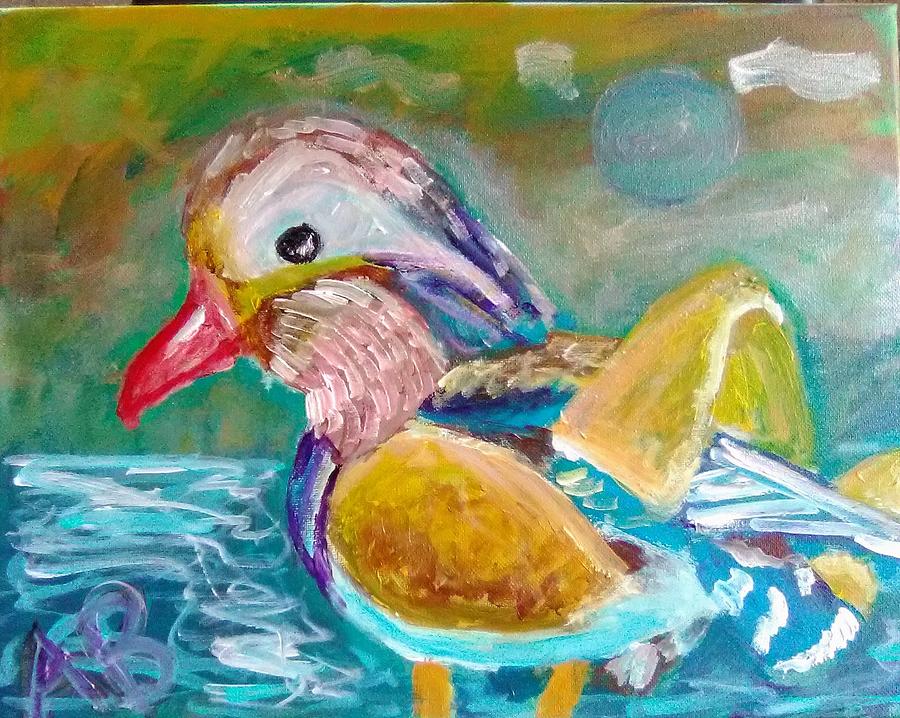 Mandarin Duck Painting by Andrew Blitman