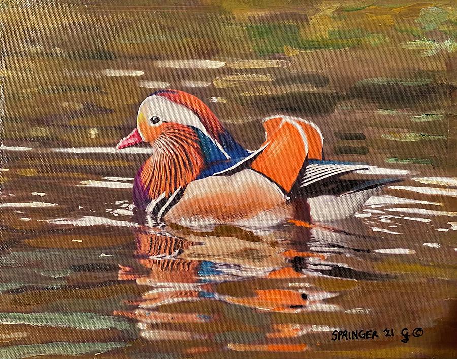 Mandarin Duck in NYC Painting by Gary Springer