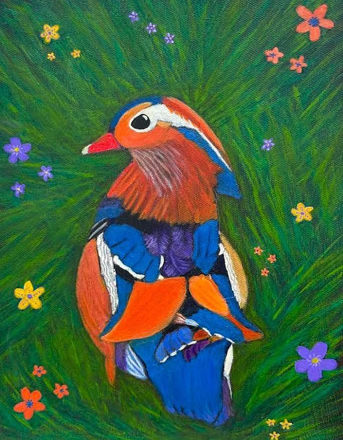 Mandarin Duck Painting by Sue Gurland