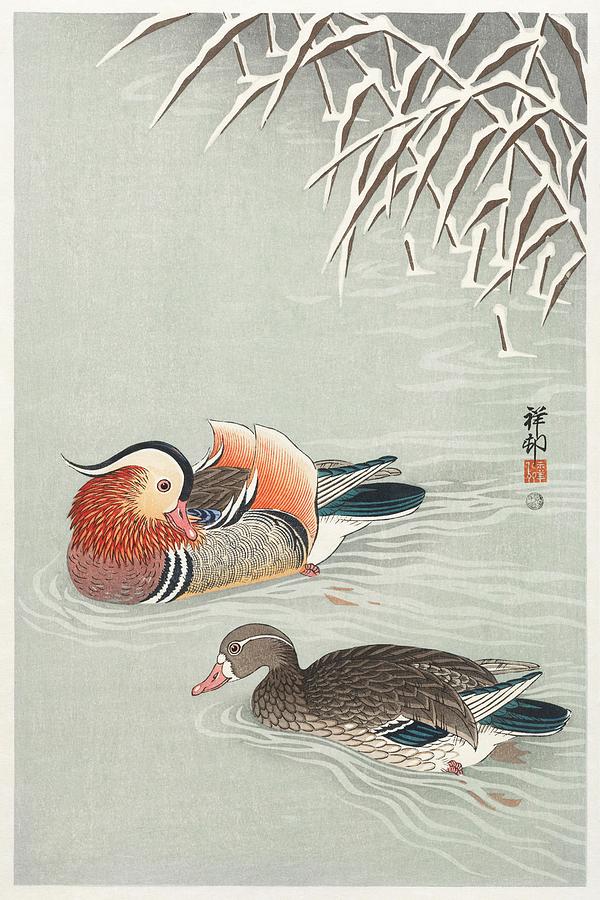 Mandarin ducks 1925 - 1936 by Ohara Koson 1877-1945 Painting by Les Classics