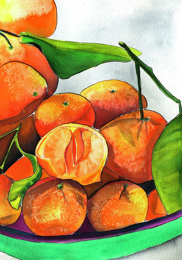 Mandarins Painting - Mandarins by Sacha Grossel Mandarins Painting - Mandarins by Sacha Grossel