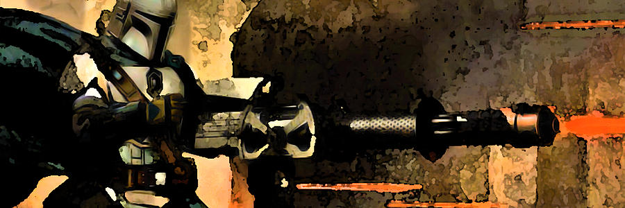 Mando Machine Gun fight Mode 2.2 Digital Art by Aldane Wynter