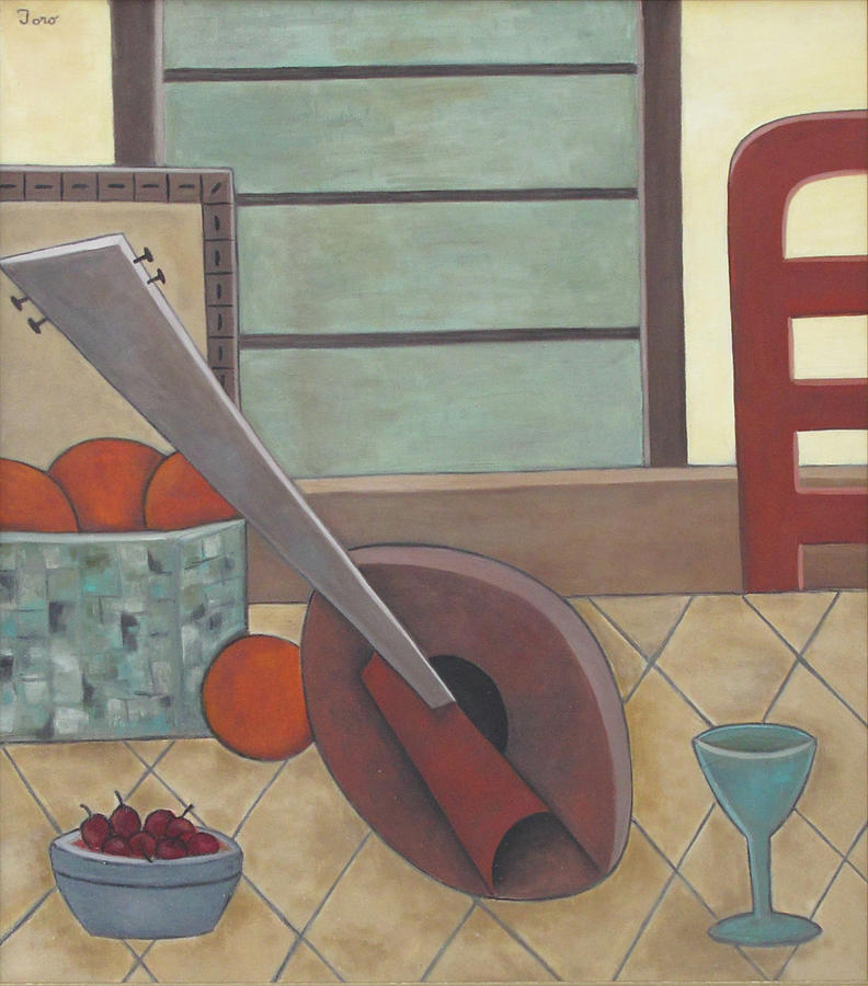 Mandolin with Cherries Painting by Trish Toro