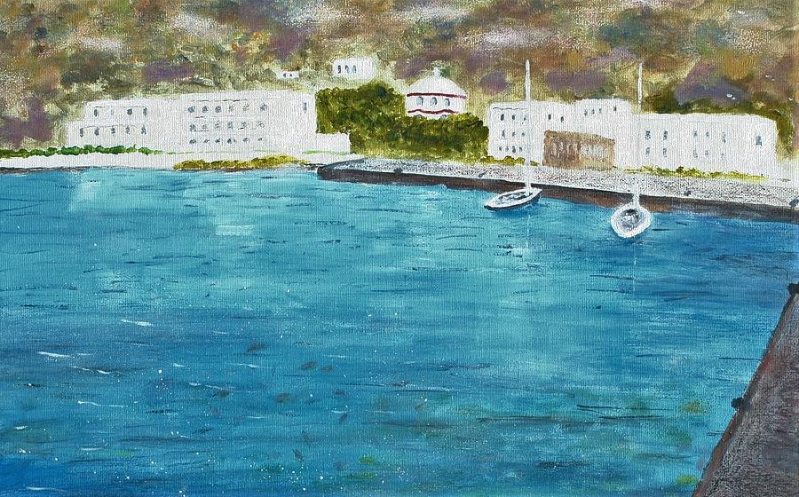Mandraki harbour Nisyros Painting by Nigel Radcliffe