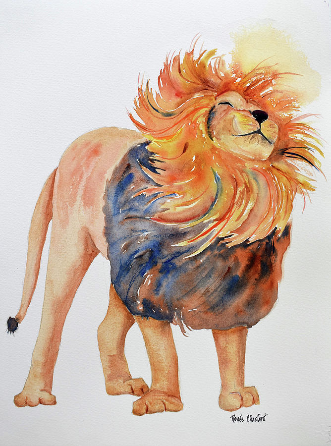 Lion Painting - Mane Event by Renee Chastant