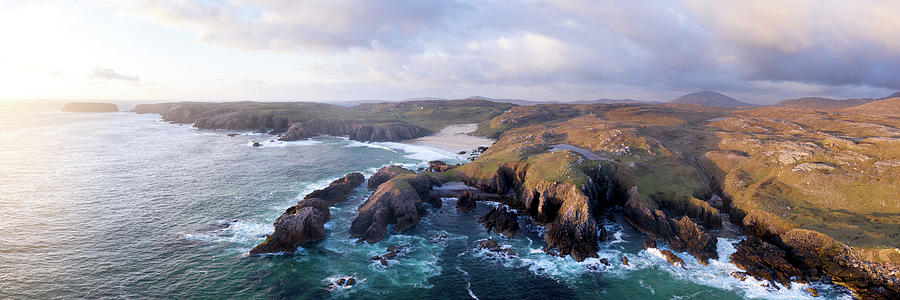 Mangersta Beach and Rocky coast Aerial Isle of Lewis Outer Hebrides Scotland Photograph by Sonny Ryse
