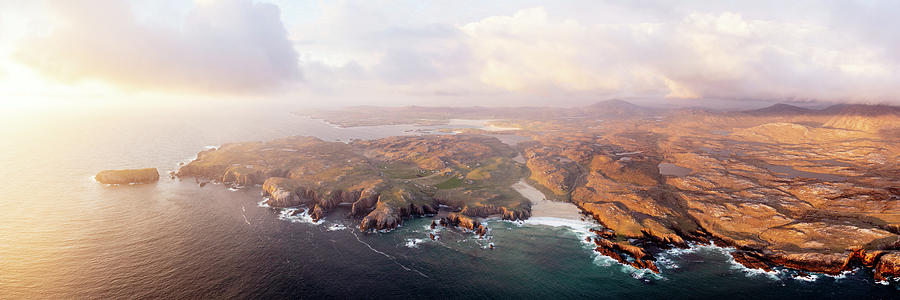 Mangersta Beach and Rocky coast Aerial Isle of Lewis Scotland Photograph by Sonny Ryse