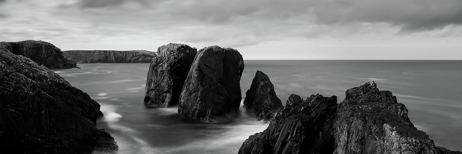 Mangersta Rocky Coast Isle of Lewis Outer Hebrides Black and white Photograph by Sonny Ryse