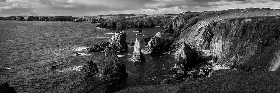 Mangersta Sea Stacks Isle of Lewis Outer Hebrides Black and white Photograph by Sonny Ryse