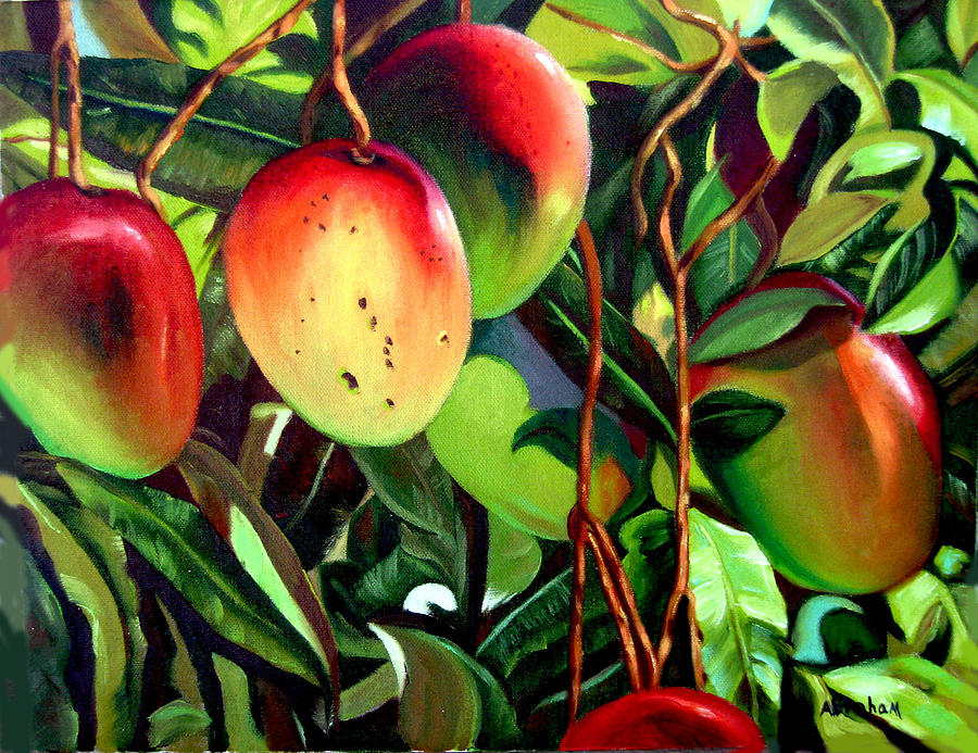 Tree Painting - Mangos by Jose Manuel Abraham Tree Painting - Mangos by Jose Manuel Abraham