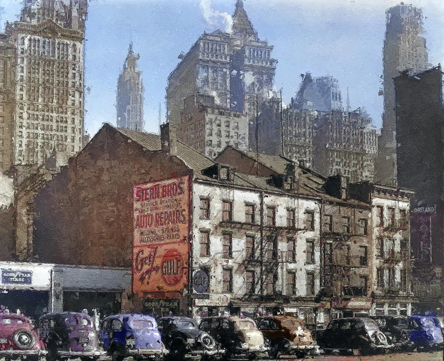 New York City Painting - Manhattan 1930s Car Shop by Dan Sproul