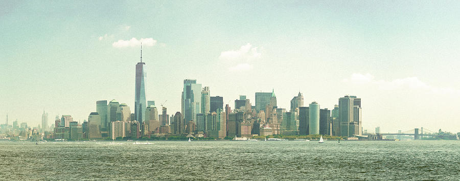Manhattan and brooklyn bridge from Liberty Island. Photograph by Jean-Luc Farges