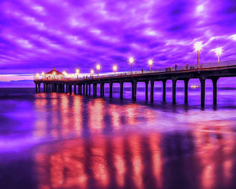 Manhattan Beach Pier Sunset, California Photograph by Don Schimmel