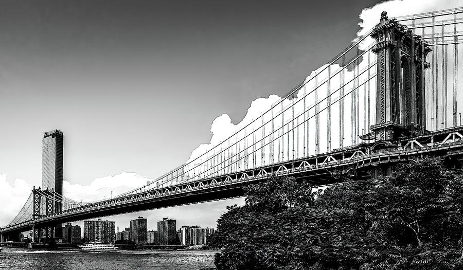 Manhattan bridge black and white Photograph by Jean-Luc Farges