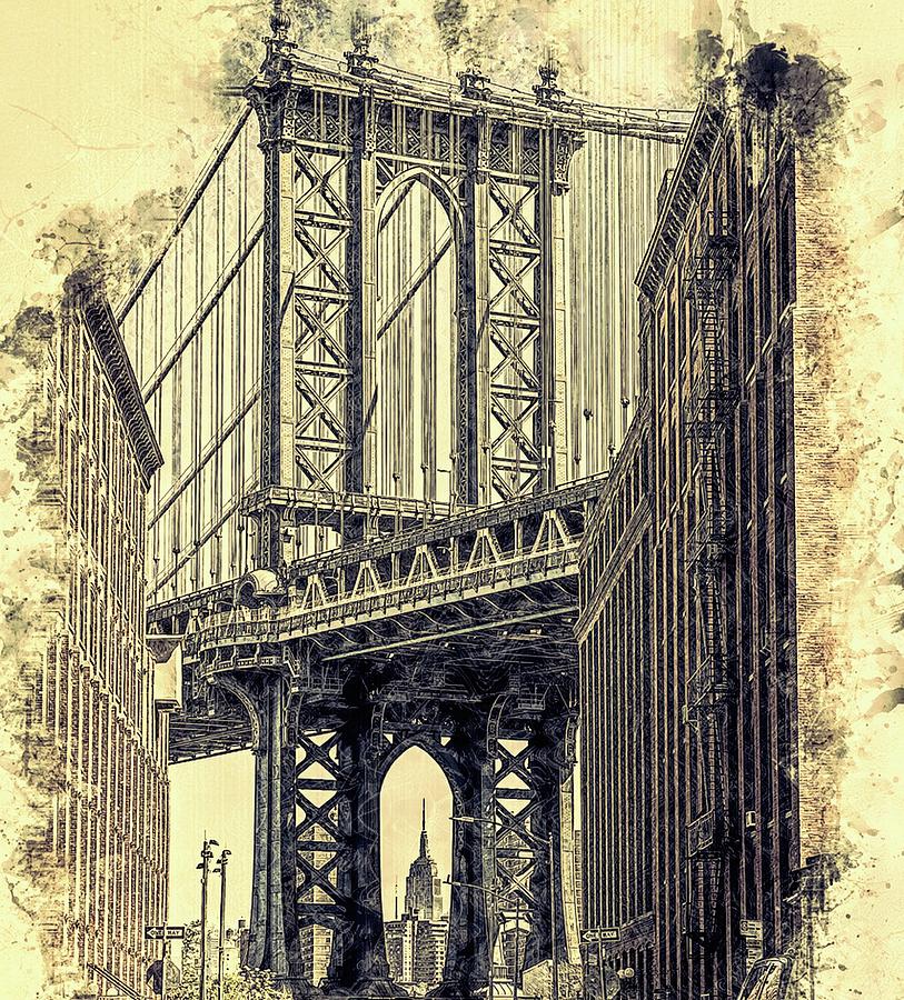 Manhattan Bridge New York City Digital Art