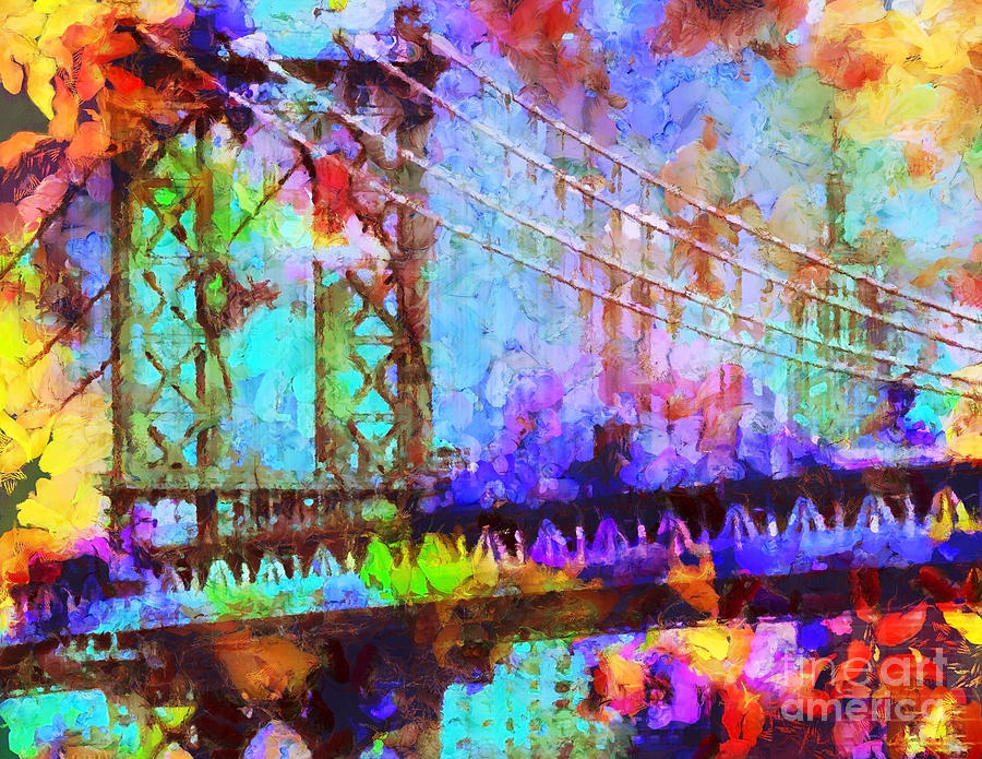 Manhattan bridge painting Digital Art by Bruce Rolff