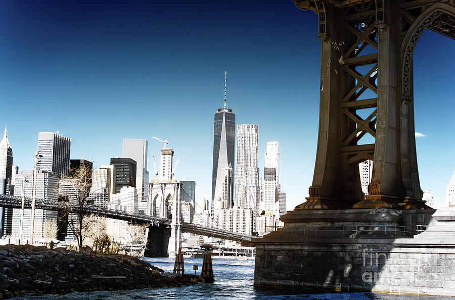 Manhattan Bridge Shadows Infrared in New York City Photograph by John Rizzuto