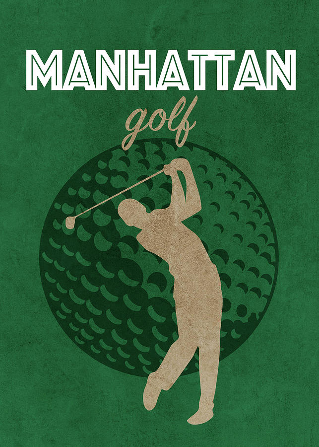 Golf Mixed Media - Manhattan College Golf Sports Vintage Poster by Design Turnpike