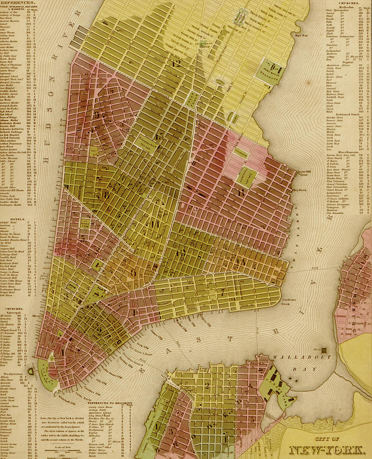 Manhattan Island 1844 Vintage Maps 