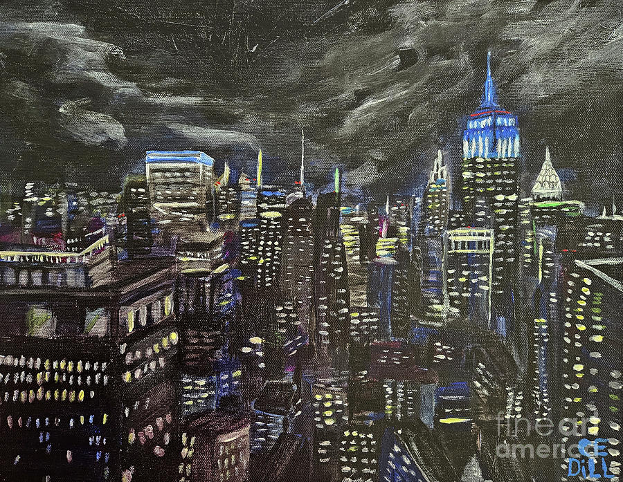 Manhattan Lights Painting by C E Dill